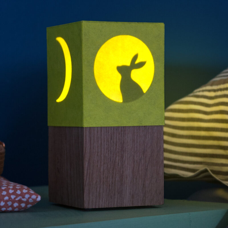 Veilleuse bois et papier washi Lapin dans la lune "Tsuki no usagi" - Nekotoro