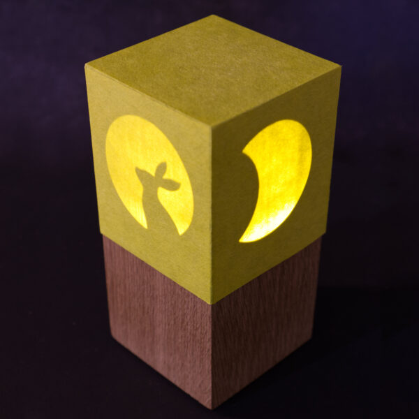 Veilleuse bois et papier washi Lapin dans la lune "Tsuki no usagi" - Nekotoro